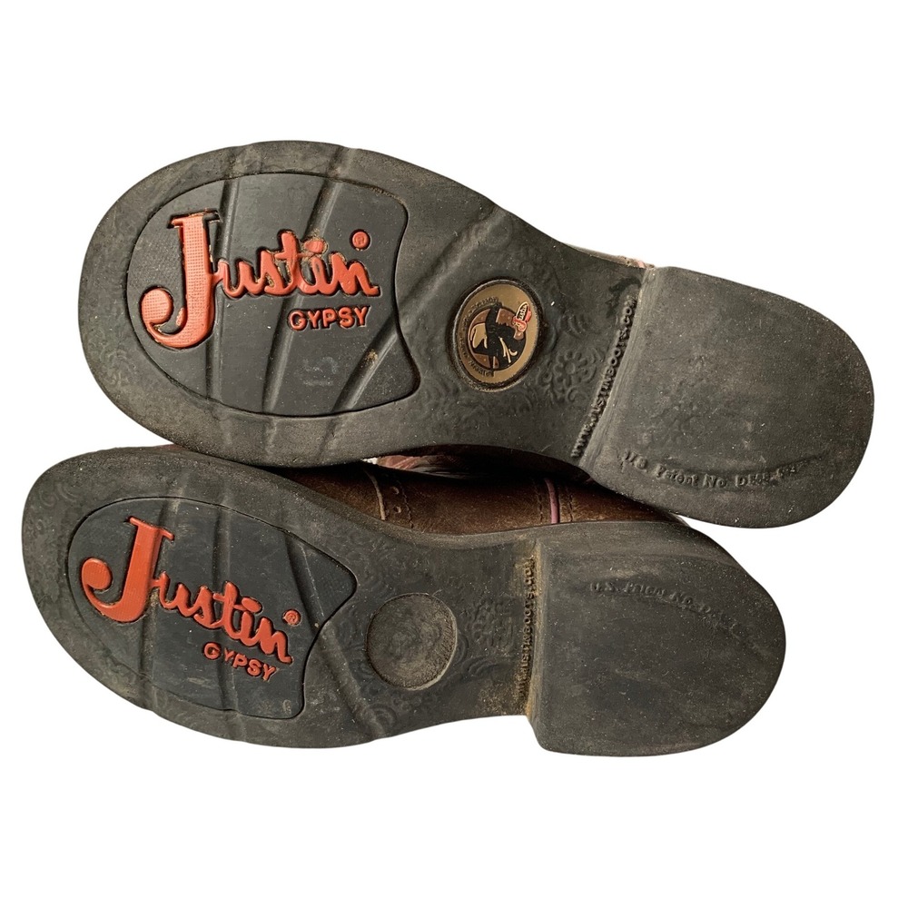 Justin Gypsy Gemma Women's 7.5 Cowgirl Boots Aged Bark Purple‎ Accents - Picture 3 of 6